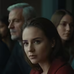 a group of people sitting and looking at something