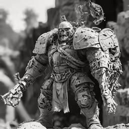 a toy figure that is on top of a stone wall