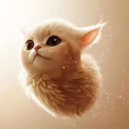 a photograph of a kitten staring up from the air