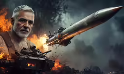 an older man holding a war machine