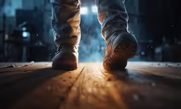 two people are standing on the wooden floor