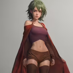 a woman in a very short brown outfit