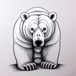 a bear drawing is on the wall,a drawing of a bear sitting on the ground
