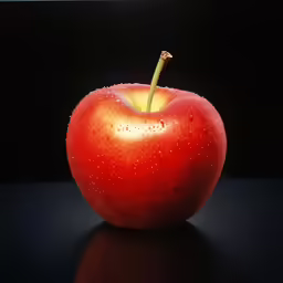 an apple on a table in the dark