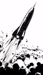 a black and white drawing of a jet in the sky
