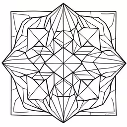 a black and white geometric design with triangles,a stylized illustration in black and white featuring geometric shapes