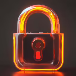 the orange illuminated padlock is placed next to the black padlock