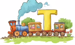 an illustration of the letters t and a train