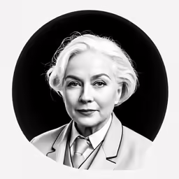 a black and white photo of a woman in a suit