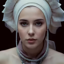 a woman with a very large head tie