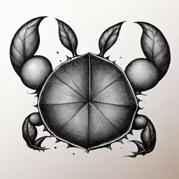 a drawing of a round object with leaves and berries