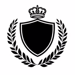the shield and crown with laurel around it
