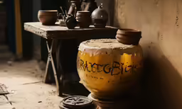 a vase that is sitting on the ground