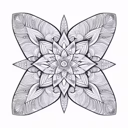 an abstract flower with leaves and shapes coloring page