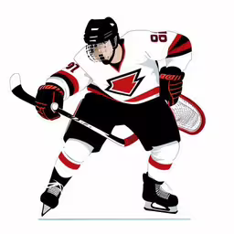 a hockey player standing on top of a field
