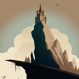 a castle stands on the cliff above the water
