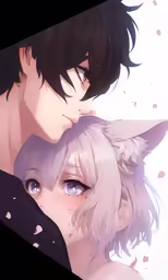 two anime characters with one staring at the camera