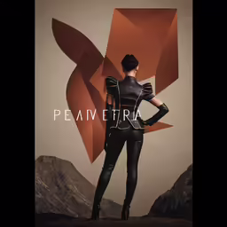 woman wearing a black outfit and boots stands against a backdrop with mountains