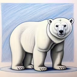 this is a polar bear drawn with colored pencils