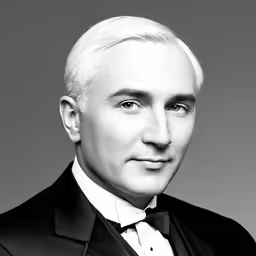 a black and white photo of a man in a tuxedo