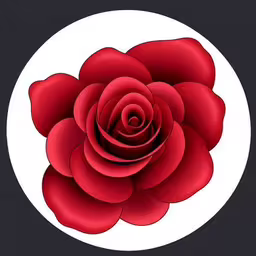 a red rose sitting inside of a white circular,a red rose is in the middle of a white circle