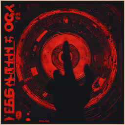 a poster with the words deep state fox in red,red image of a round pattern and hands pointing up