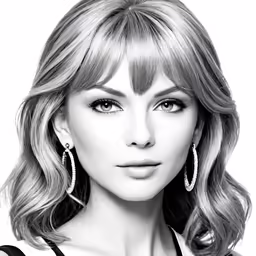 a black and white photograph of a woman with blonde hair