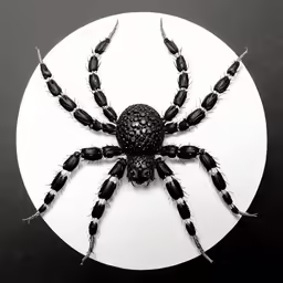 a spider sculpture sitting on top of a white plate