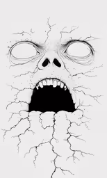 the image of an evil face with its mouth open