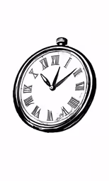 the drawing shows a clock that is half past nine