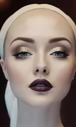an image of a woman with makeup in white and purple