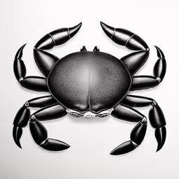 a black crab on a white background