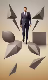 a man is walking through an abstract display