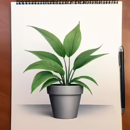 a drawing of a plant with a pencil