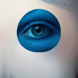 an eye with blue circles covering it