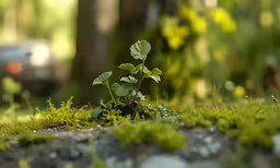 some little green plants that are in the grass