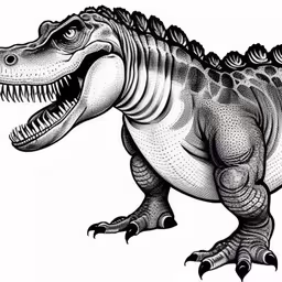an dinosaur is shown with its mouth open,a large lizard like animal with large sharp teeth