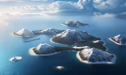 an aerial view of some islands and islands in the ocean