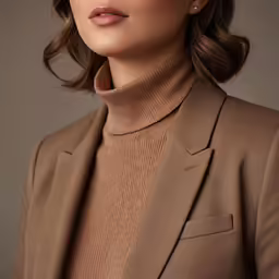 woman wearing brown clothing and pearls on the head