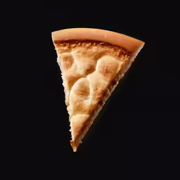 a slice of pizza on top of a black surface