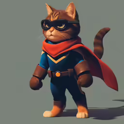 a cat wearing glasses and a cape