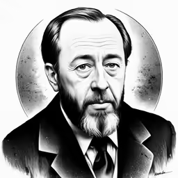 a black and white portrait of a man with beards