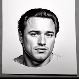 the drawing of a man is shown with some ink on it