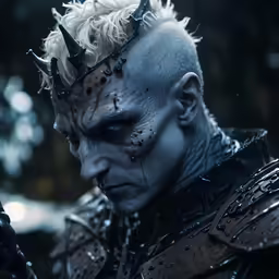 a male character is wearing evil headdress