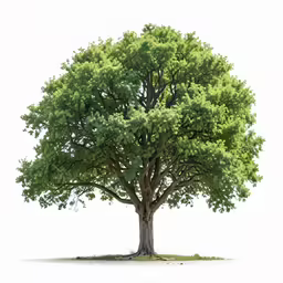 a 3d painting of a large tree with green leaves