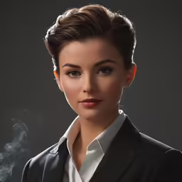 woman with cigarette and shirt smoking a pipe