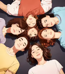 a circle of people with their heads together,there are many people posing for a photo