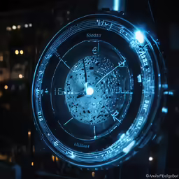 a clock is lit up with bright lights