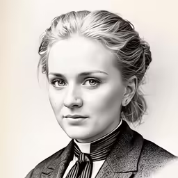 a woman with a tie is shown in a portrait