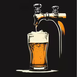beer being poured into a glass with the tap of a faucet attached